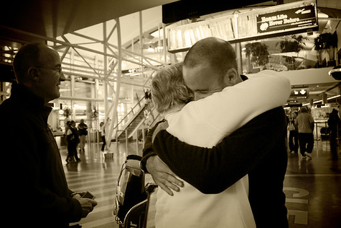 Tearful reuniuon with parents at Auckland Airport, New Zealand