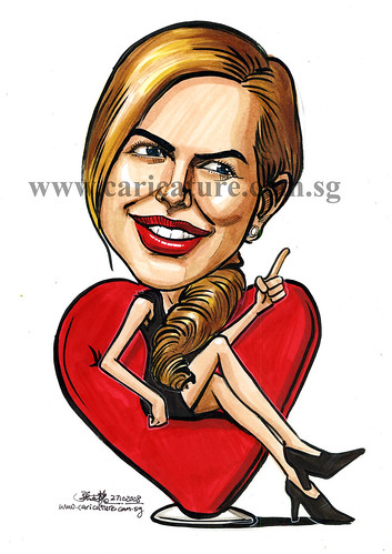 Celebrity caricatures - Nicole Kidman colour watermark