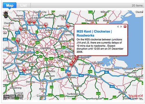 Pipes: Map of all current traffic alerts for England by you.