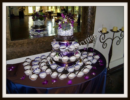  their wedding reception Purple Brown and White was the color pallette 