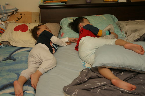 你拍攝的 居家:二兄弟睡一樣的姿勢。
