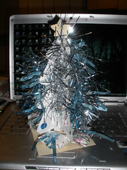 Christmas tree made of paper and tinsel