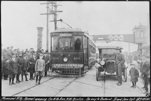 Opening of Municipal Street Railway on Ballard Bridge, 1918