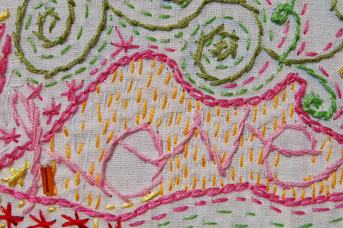 Freeform LOVE embroidery