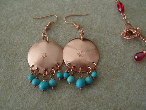 Turquoise and copper earings