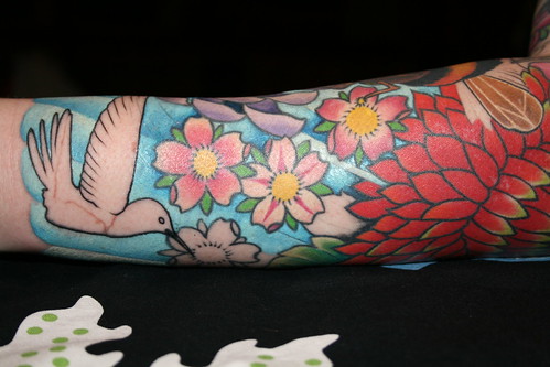  Zinnia and Hummingbird Tattoo 