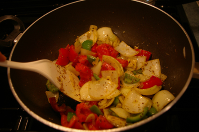 Stir Frying Vegetables for Jambalya