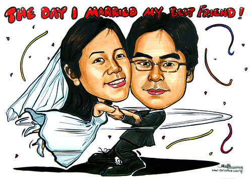 Couple wedding caricatures The day I Married My Best Friend