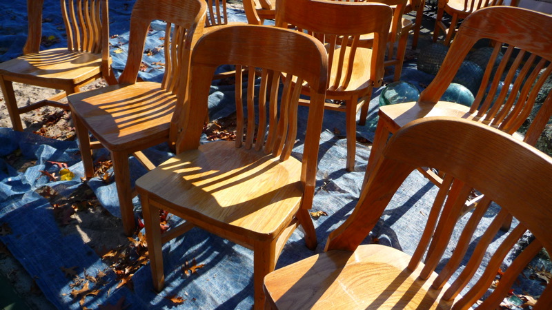 Vintage chairs in the sand pit