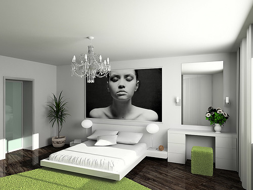 Choice of color decorating bedroom interior design