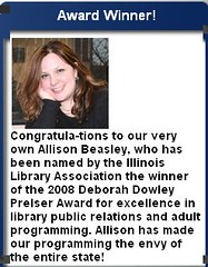 Allison Beasley - Illinois Library Association the winner of the 2008 Deborah Dowley Prelser Award