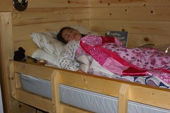 Sophia in Bunkbed Camping with Quilt She Made