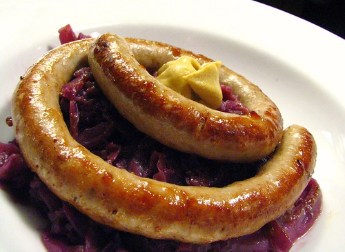 Homemade Brats with Rotkohl (German Sweet & Sour Red Cabbage)