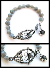 labradorite silver flower bracelet