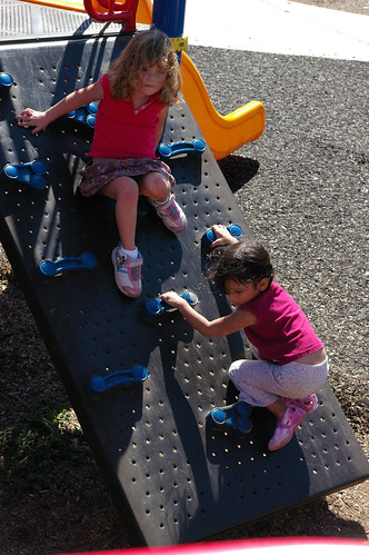 Kaelyn and Addie climbing