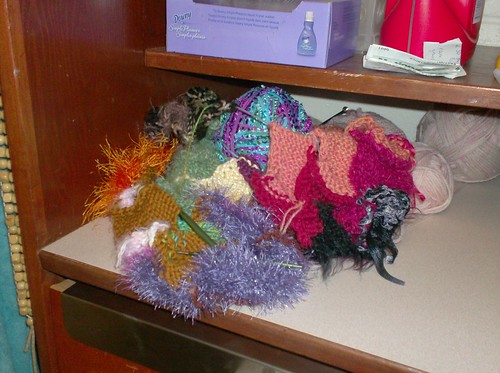 Rainbow Entrelac Magic Ball afghan knitting scraps colors