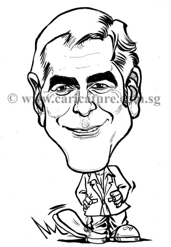 Celebrity caricatures - George Clooney ink watermark