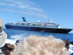 Olympic Countess, the ship for the eclipse, from a Zodiac to Bazaruto Island, Mozambique