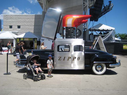 The boys &amp; a giant Zippo car