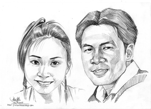 Couple portraits in pencil detail shading 130708