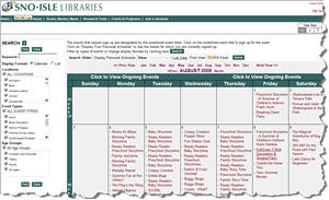 Snohomish County Library activities calendar