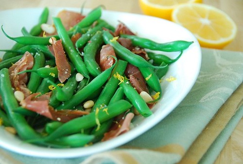 Green beans with prosciutto, pinenuts, and Meyer lemon