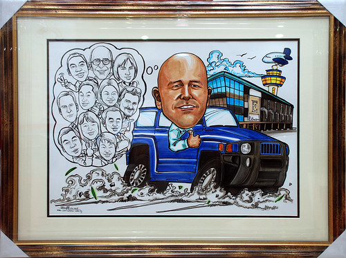group caricatures for Edwards Lifesciences colour with frame
