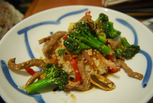 Beef/broccoli stir fry with brown rice