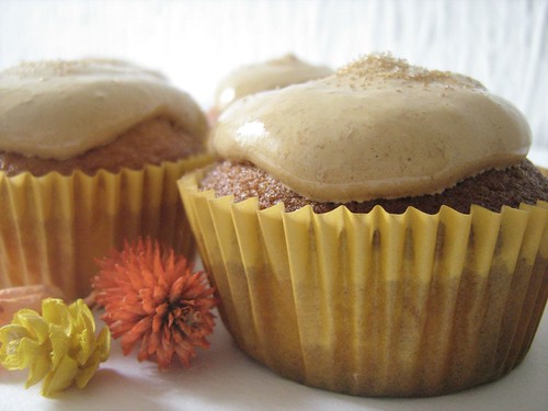 orange cupcakes with green pine needles frosting