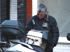 Courier reading. Crawford Street, London.