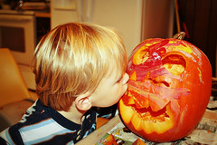 Kissing his pumpkin