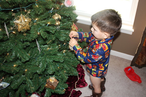 dominic decorating the tree