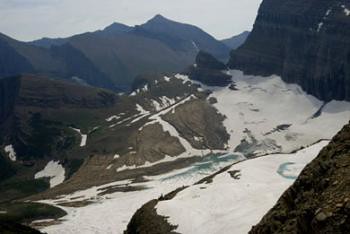 View from Overlook of retreating glacier, below