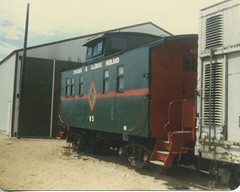 Preserved Chicago & Eastern Illinois Railroad caboose. The Illinois Railway Museum. Union Illinois. June 1981.