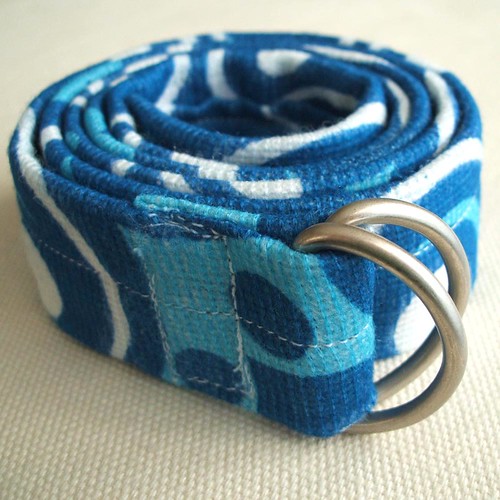 cobalt blue and pure white vintage fabric belt