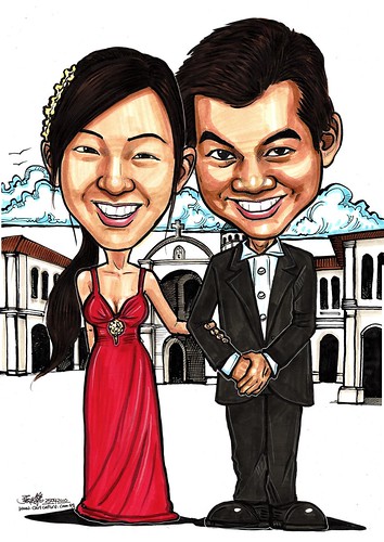 Wedding couple caricatures @ Singapore Art Museum A3