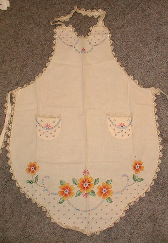 embroidery and painted apron