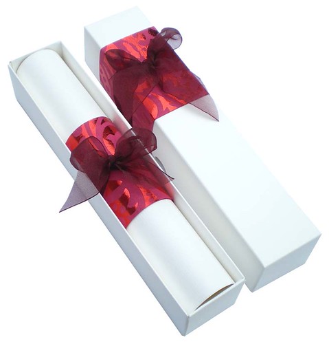 Red Handmade Paper WrapWedding Invitation Scroll