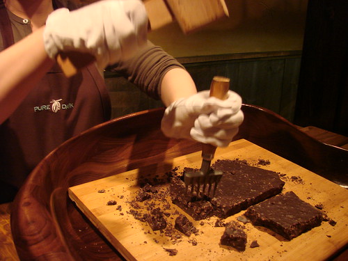 Chopping the Chocolate Slabs