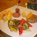 Second Dinner at Boracay Regency: Appetizers consisting of shrimp and mango salad, cold cuts, various cheeses, and veggies