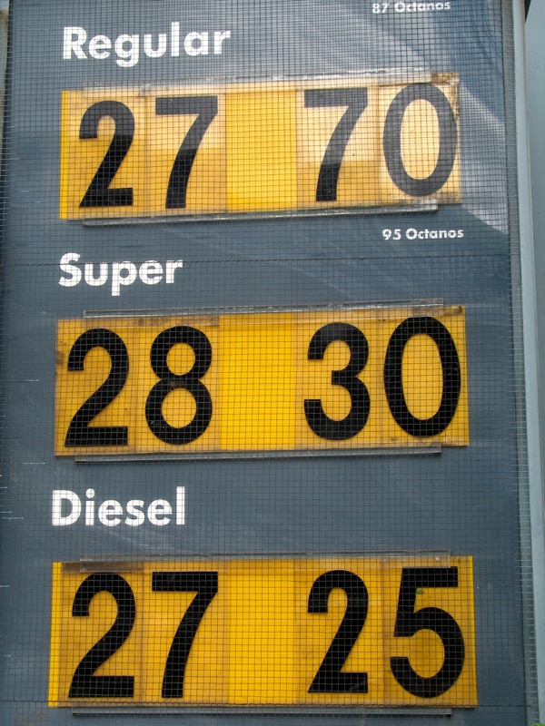 gas station prices. The prices for fuel in gas