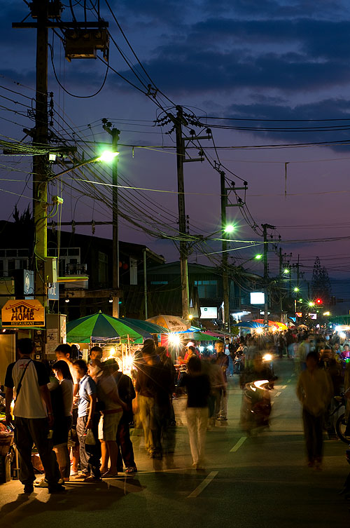 Main street, Pai, during the tourist season, Mae Hong Son, northern Thailand