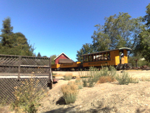 Narrow gauge train leaving to travel up to Bear Mountain