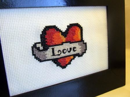 Heart Tattoo Cross Stitch. My own design! I think it's cute.