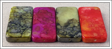 Domino tiles dyed with alcohol inks