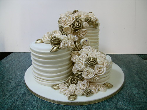 Wedding cake and fabric roses