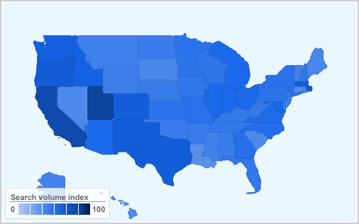 Linux popularity map USA