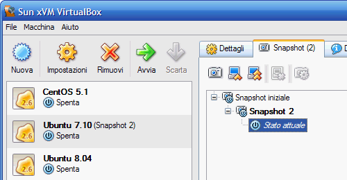 Fig 13 - VirtualBox snapshot - nuovo snapshot di nome Snapshot 2