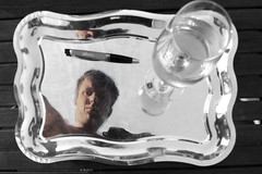 Mirrored self portrait in serving tray