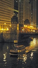Night time on the Chicago River. Chicago Illinois. September 2008.